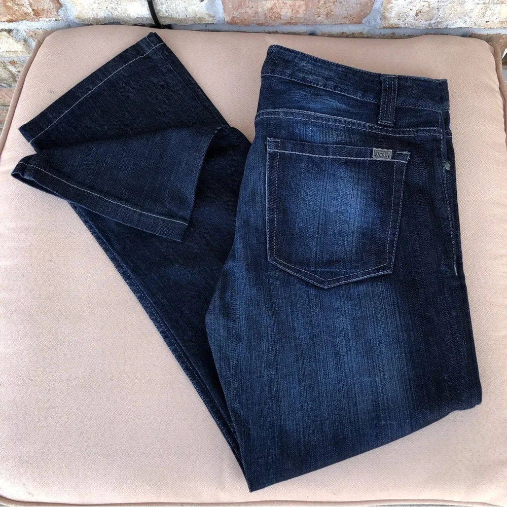 Vans RN96277 Cotton Blend Dark‎ Wash Whiskered Straight Leg Jeans Size 34